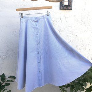 NWT - Uniqlo Button Down Circular Skirt, Thin Blue Stripes (S)